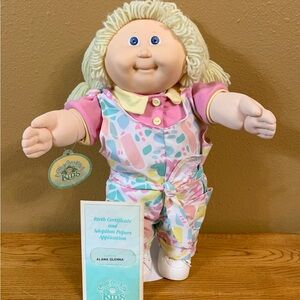 Vintage Cabbage Patch Kids Doll HM15 Girl In HTF Dinosaur Jumper Overalls Outfit